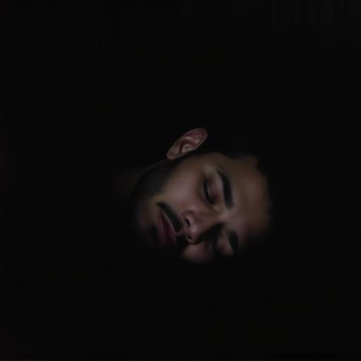 A serene image of a person sleeping peacefully in a dark and quiet room, emphasizing the importance of restful sleep.
