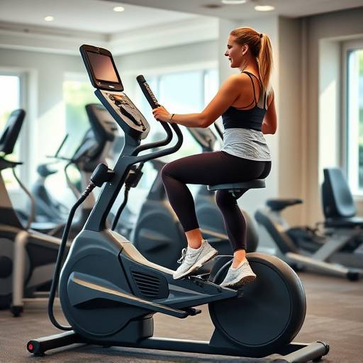 Person using an elliptical machine at the gym, showcasing a low-impact cardio exercise option